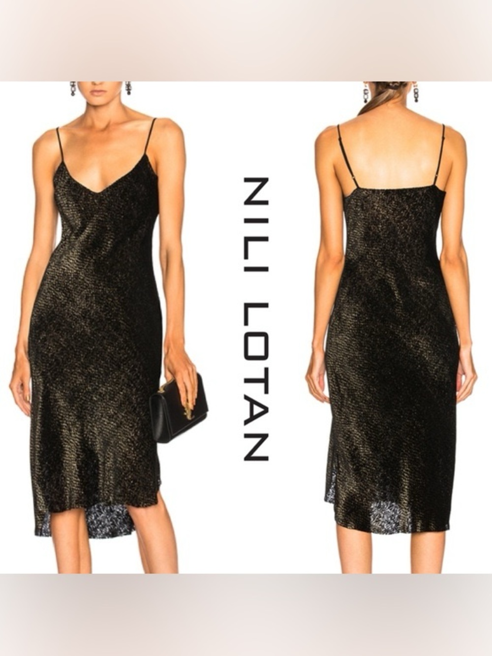 Nili Lotan Silk Cami Dress Velvet Burnout Fabric Shimmer Women’s Small NYE Party